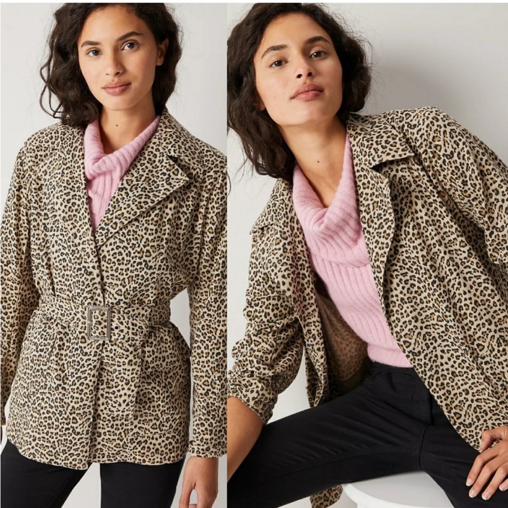 NWT Monarc Leopard Print Belted Jacket Trench Coat, sold by Anthropologie